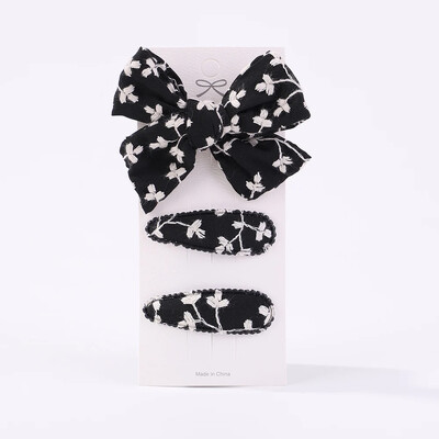 3 buc/lot agrafe de păr cu fundă de flori cu broderie agrafe de păr pentru copii, geometrice, dulci, accesorii de păr pentru fete, barete vintage din bumbac