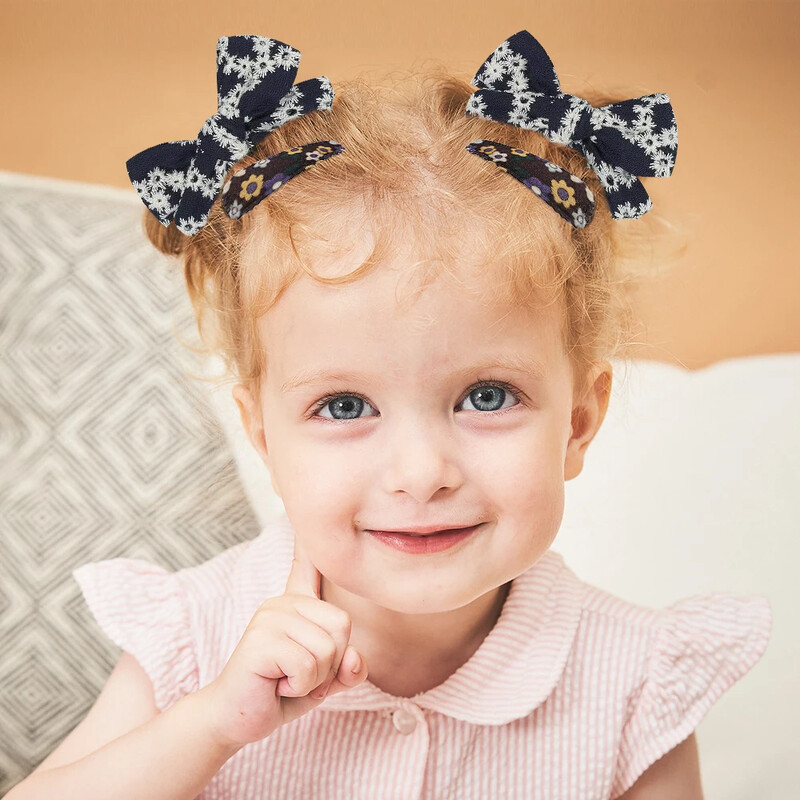 3 buc/lot agrafe de păr cu fundă de flori cu broderie agrafe de păr pentru copii, geometrice, dulci, accesorii de păr pentru fete, barete vintage din bumbac