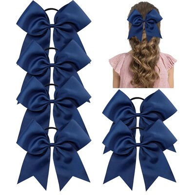 Χειροποίητα αξεσουάρ μαλλιών μπουτίκ για μαζορέτες έφηβων κοριτσιών 6 PC 8 ιντσών Large Cheer Tie Hair Ponytail Elastic Band