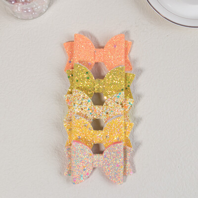 5db aranyos lány haj masni klipekkel gyerek 3 hüvelykes csillogó masni hajcsat többszínű hajkiegészítő készlet