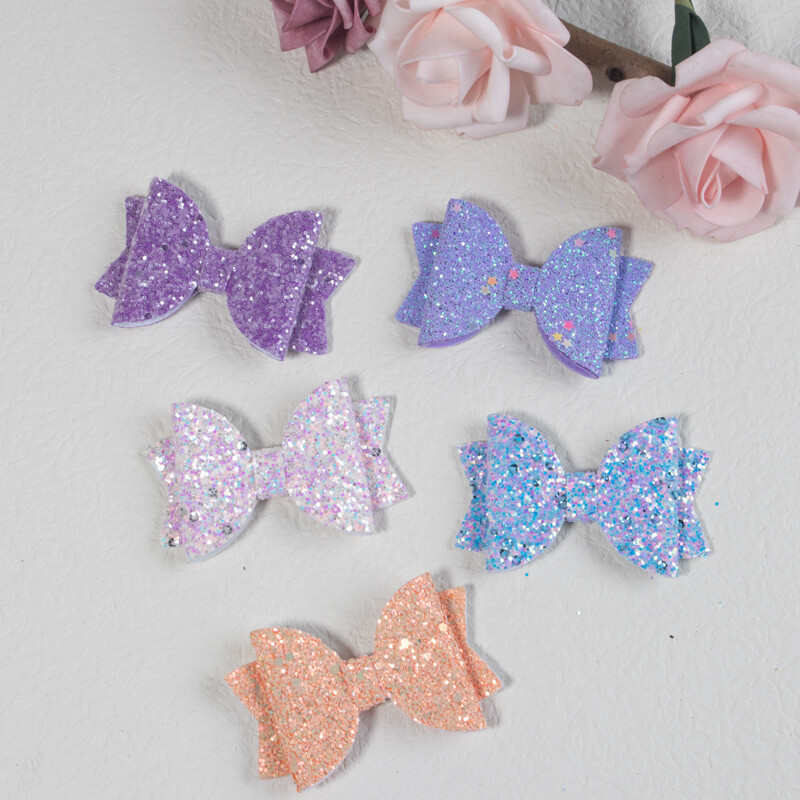 5db aranyos lány haj masni klipekkel gyerek 3 hüvelykes csillogó masni hajcsat többszínű hajkiegészítő készlet