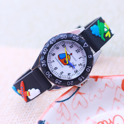 Új stílus Divat Gyerekek Fiúk Lányok Rajzfilm Helikopter Repülő Kiváló minőségű órák Diákok Gyerekek Hideg vízálló órák