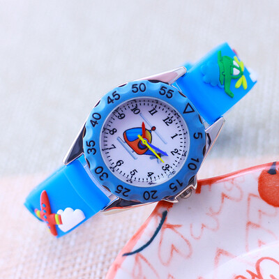 Új stílus Divat Gyerekek Fiúk Lányok Rajzfilm Helikopter Repülő Kiváló minőségű órák Diákok Gyerekek Hideg vízálló órák