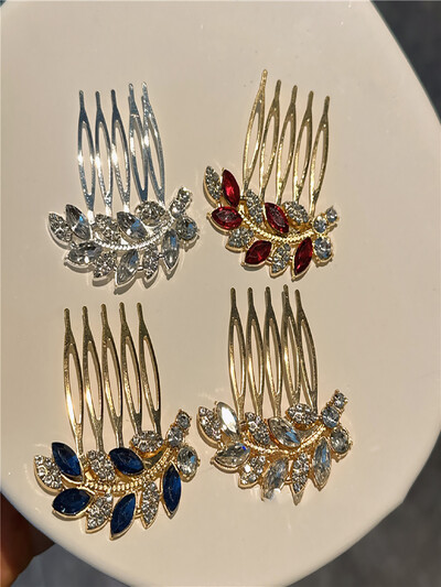 Luksusa Rhinestone Matu Ziedlapa Maza Matu Ķemmes Pan Hair Liu Matadata Sieviešu Meitenes Eleganti Matu Aksesuāri