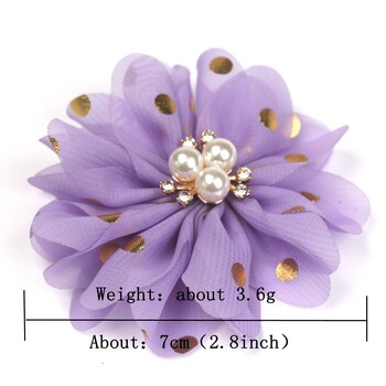 12 ΤΕΜ 2,8 ιντσών Smoot Chiffon Flower Rhinestone Cluster Χωρίς κλιπ μαλλιών Αξεσουάρ μαλλιών για κορίτσια Φιόγκοι μαλλιών Παιδικά αξεσουάρ για μωρά