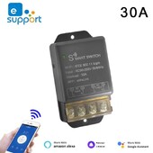 Ewelink APP 30A 1 csatornás WiFi nagy teljesítményű, intelligens megszakító kapcsoló, AC 110 V 220 V bemeneti vezeték nélküli relé, 2,4 GHz távirányító