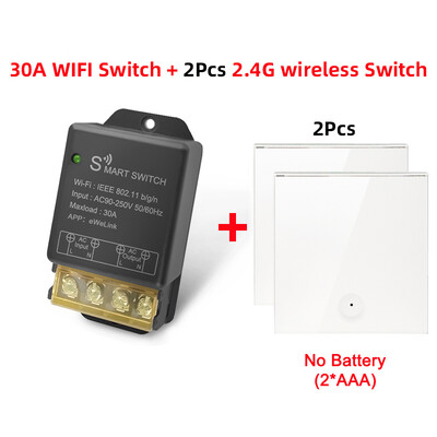 Ewelink APP 30A 1 csatornás WiFi nagy teljesítményű, intelligens megszakító kapcsoló, AC 110 V 220 V bemeneti vezeték nélküli relé, 2,4 GHz távirányító