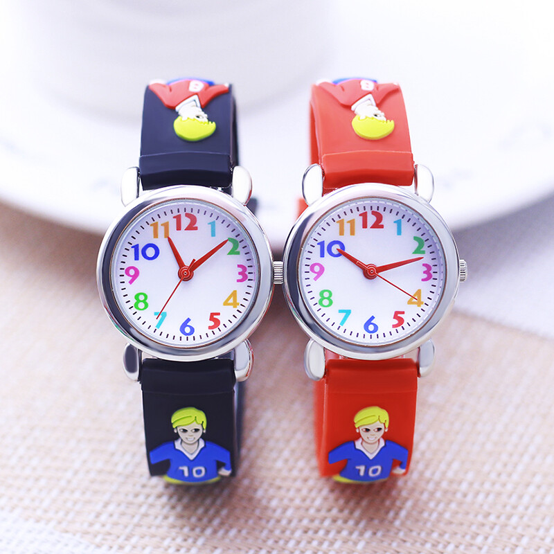 Gyerekek Fiúk Lányok Rajzfilm órák Gyerekek Kisbaba Szilikon Fociórák Diákok Focista Klassz játék elektromos óra