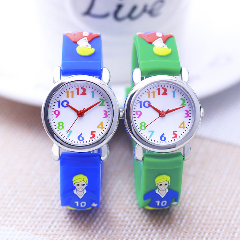 Gyerekek Fiúk Lányok Rajzfilm órák Gyerekek Kisbaba Szilikon Fociórák Diákok Focista Klassz játék elektromos óra