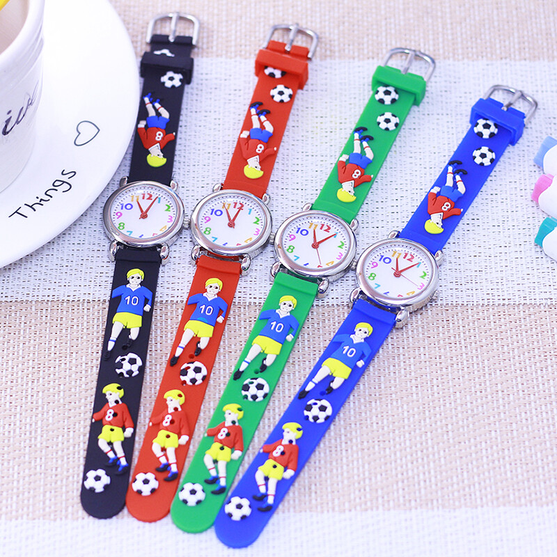 Gyerekek Fiúk Lányok Rajzfilm órák Gyerekek Kisbaba Szilikon Fociórák Diákok Focista Klassz játék elektromos óra