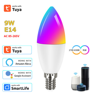 Bec LED E14 Smart Wifi 5/7/9W Lampă LED RGBCW funcționează cu Alexa Amazon Home Yandex Alice Smartthings