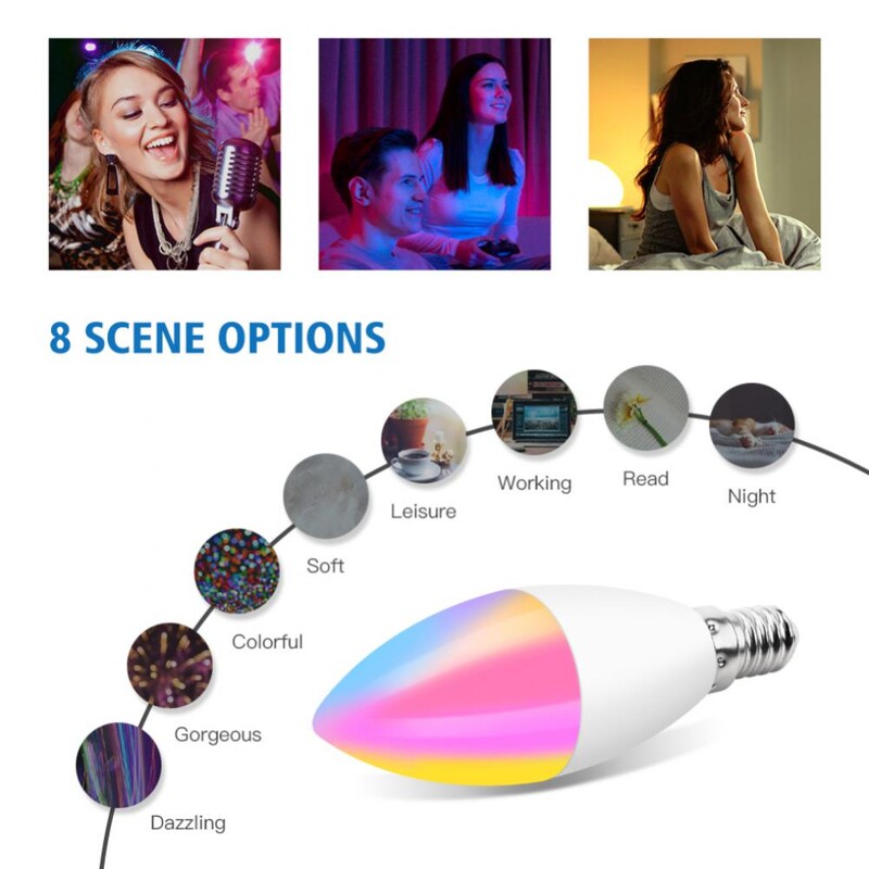 Bec LED E14 Smart Wifi 5/7/9W Lampă LED RGBCW funcționează cu Alexa Amazon Home Yandex Alice Smartthings