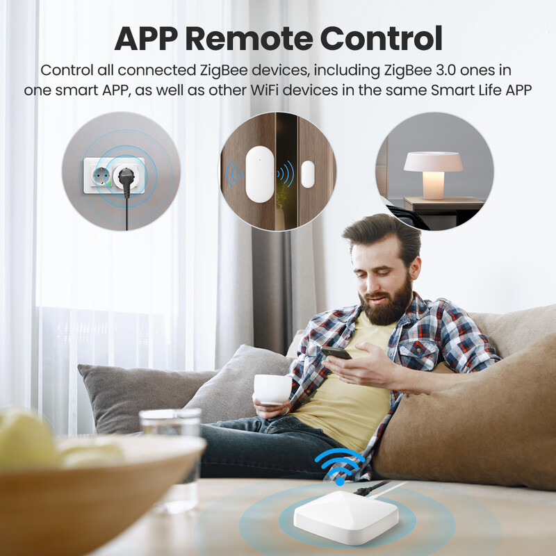 AVATTO Tuya Zigbee Gateway, Smart Zigbee 3.0 Wired Hub funcționează cu Apple Homekit siri Smart life App Remote Control Bridge