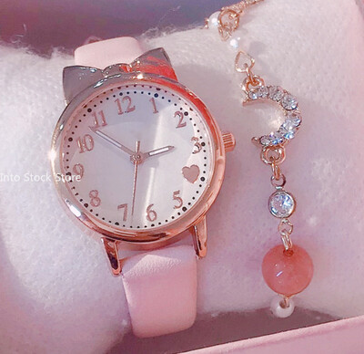 Fashion Kids Love Cadran digital Set de ceasuri pentru copii Curea din piele Ceasuri cu quartz Ceas copii fete Ceas copii + bratara fara cutie