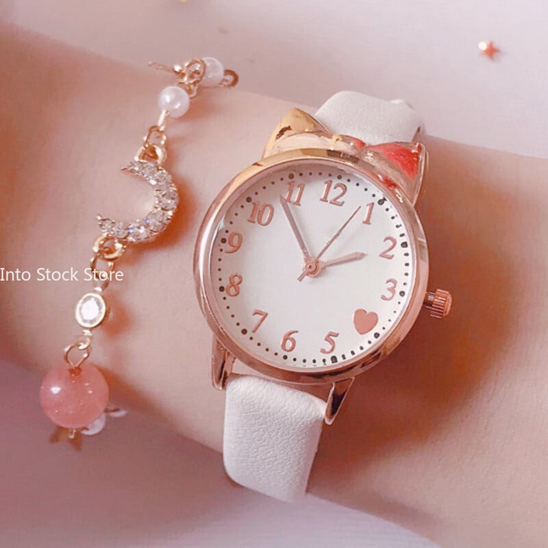 Fashion Kids Love Cadran digital Set de ceasuri pentru copii Curea din piele Ceasuri cu quartz Ceas copii fete Ceas copii + bratara fara cutie