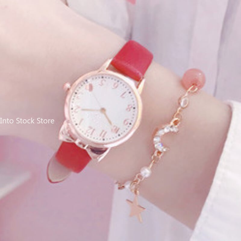 Fashion Kids Love Cadran digital Set de ceasuri pentru copii Curea din piele Ceasuri cu quartz Ceas copii fete Ceas copii + bratara fara cutie