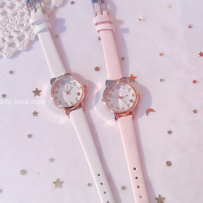 Fashion Kids Love Cadran digital Set de ceasuri pentru copii Curea din piele Ceasuri cu quartz Ceas copii fete Ceas copii + bratara fara cutie