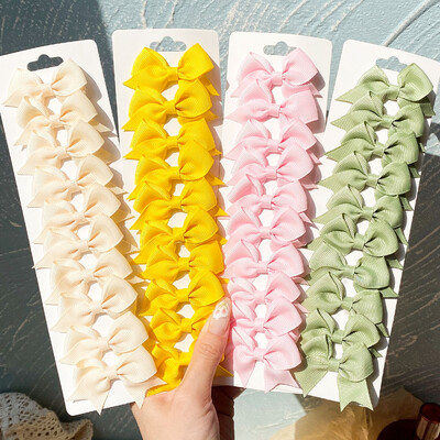 10db/szett 2,4``-es színes szalagos csíptetős hajcsat kislányoknak Mini Boutique Hajtűk Barrettes Fejfedők Gyerekek Hajkiegészítők