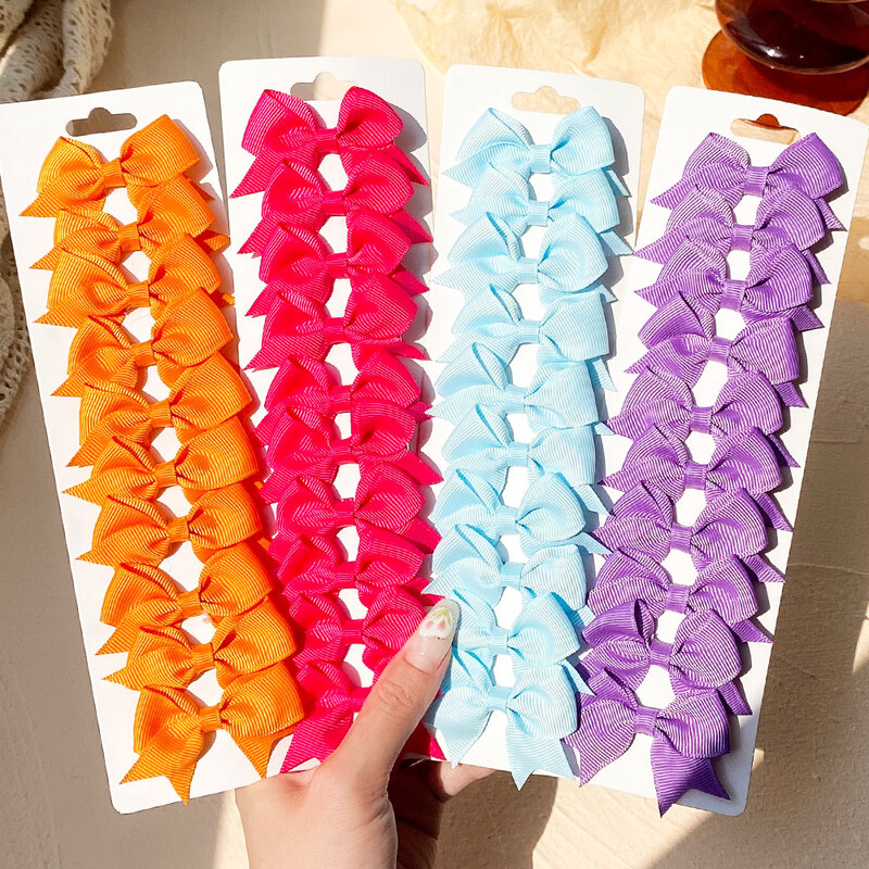 10db/szett 2,4''-es színes szalagos csíptetős hajcsat kislányoknak Mini Boutique Hajtűk Barrettes Fejfedők Gyerekek Hajkiegészítők