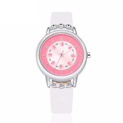 Ceasuri pentru copii Ceasuri pentru copii Moda ocazională Flori drăguțe Ceas pentru studenți Life Waterproof Curea din piele PU Ceas de mână cu quartz pentru fată LL