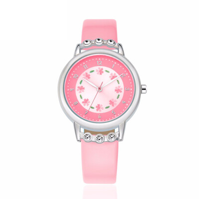 Ceasuri pentru copii Ceasuri pentru copii Moda ocazională Flori drăguțe Ceas pentru studenți Life Waterproof Curea din piele PU Ceas de mână cu quartz pentru fată LL