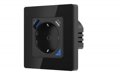 Tuya Wifi EU 16A fali aljzat intelligens csatlakozó, C típusú port Hangvezérlés időzítő Ütemezési funkció Munka az Alexa Google Home segítségével