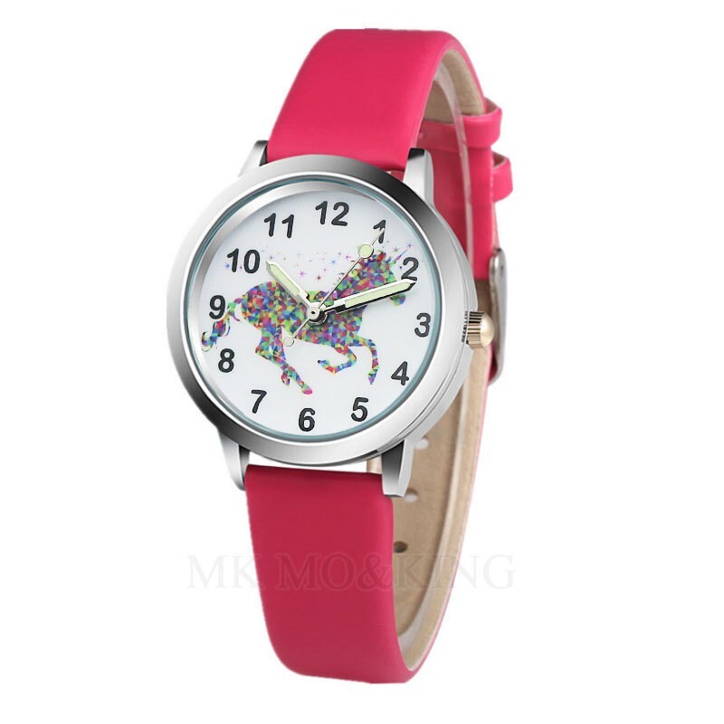 Ново пристигане Висококачествен моден еднорог Кон Деца Момчета Момичета Студенти Детски часовник Ежедневни часовници с кварцова рокля Relojes Kol Saati