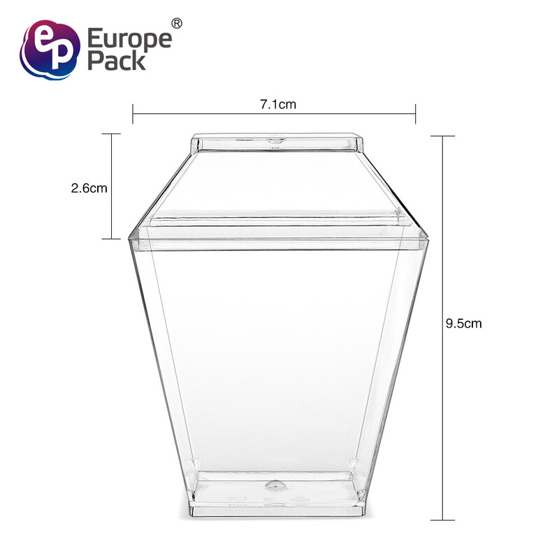 Cupă cu mousse de unică folosință 200ML Cupă pătrată transparentă din plastic cu capac Crăciun Vânzare cu ridicata în stoc