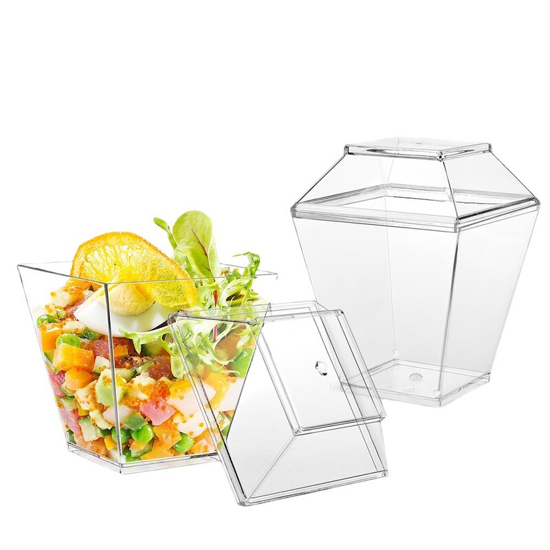 Cupă cu mousse de unică folosință 200ML Cupă pătrată transparentă din plastic cu capac Crăciun Vânzare cu ridicata în stoc