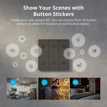 SONOFF SwitchMan R5 Безжичен WiFi Scene Controller 6-клавишен стенен превключвател EWeLink-Дистанционно управление Интелигентен дом с Alexa Google Home