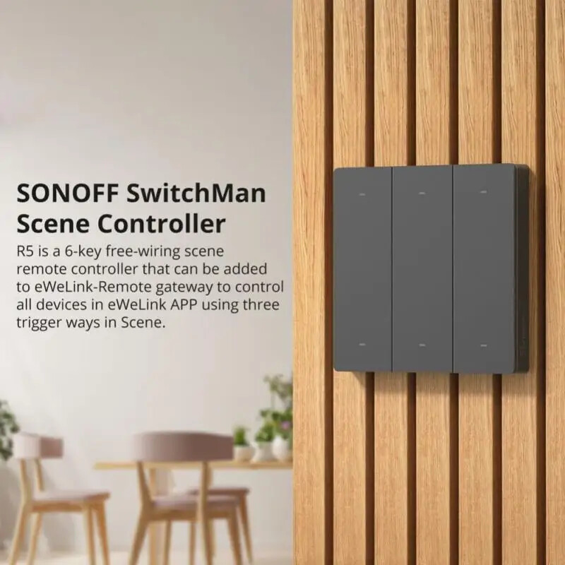 SONOFF SwitchMan R5 bezvadu WiFi ainas kontrolieris 6 taustiņu sienas slēdzis EWeLink tālvadības pults viedā māja ar Alexa Google Home