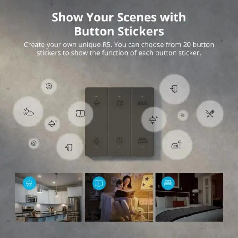 SONOFF SwitchMan R5 bezvadu WiFi ainas kontrolieris 6 taustiņu sienas slēdzis EWeLink tālvadības pults viedā māja ar Alexa Google Home