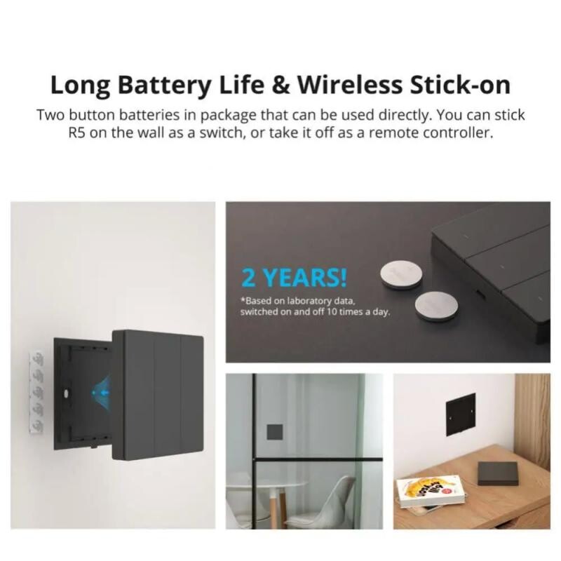 SONOFF SwitchMan R5 bezvadu WiFi ainas kontrolieris 6 taustiņu sienas slēdzis EWeLink tālvadības pults viedā māja ar Alexa Google Home