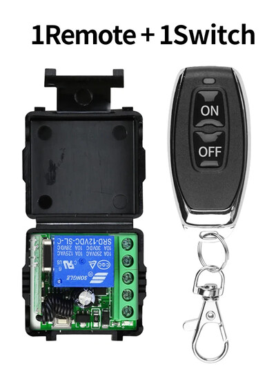 433Mhz universalus belaidžio nuotolinio valdymo jungiklis 10A relės imtuvo modulis RF siųstuvas 433Mhz skirtas LED vartų garažo DC 12V 1CH