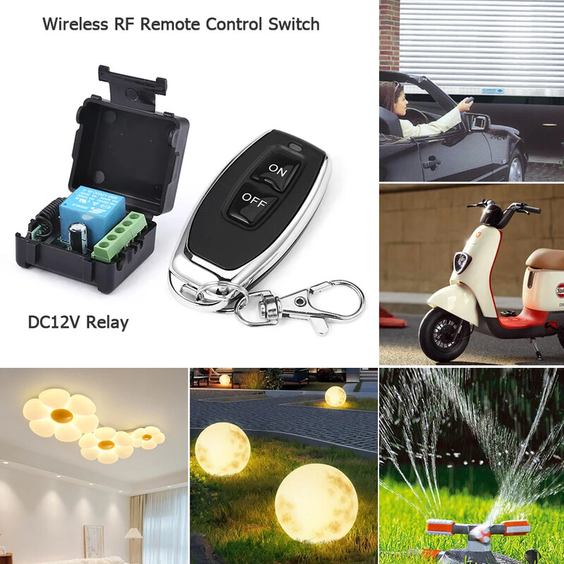 433Mhz universalus belaidžio nuotolinio valdymo jungiklis 10A relės imtuvo modulis RF siųstuvas 433Mhz skirtas LED vartų garažo DC 12V 1CH