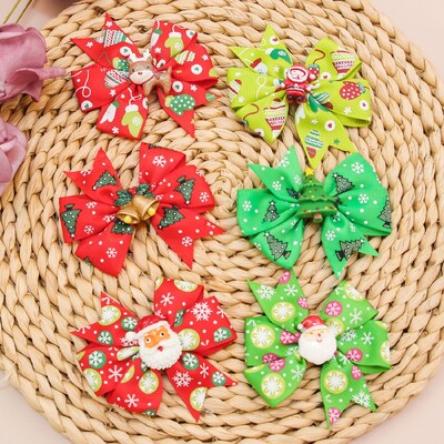 6 vnt kalėdiniai plaukų lankeliai 3 colių grosgrain juostiniai lankeliai aligatoriai plaukų segtukai plaukų aksesuarai kalėdinės dovanos mergaitėms