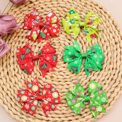 6 vnt kalėdiniai plaukų lankeliai 3 colių grosgrain juostiniai lankeliai aligatoriai plaukų segtukai plaukų aksesuarai kalėdinės dovanos mergaitėms