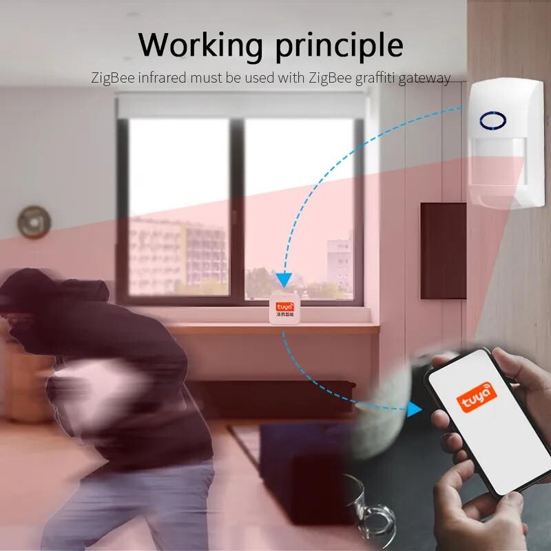 WiFi infrasarkanie detektori PIR kustības sensora trauksmes signāls Tuya Smart Life APP Darbs ar Alexa Google Home
