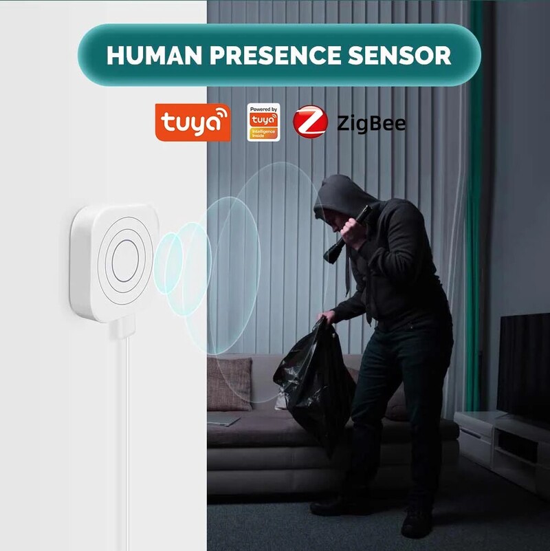 Zigbee žmogaus buvimo detektorius žmogaus kūno jutiklis 24G milimetrų bangų detektorius judesio jutiklis veikia su Tuya Alexa Google Home