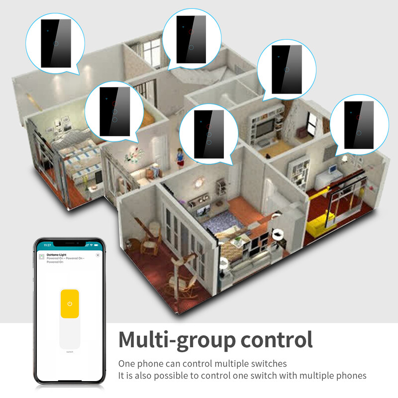 MFI Apple Homekit LED gaismas slēdzim WiFi skārienjutīgajam sienas slēdži Viedām mājām Darbs ar Siri balss vadību Alexa Google Home