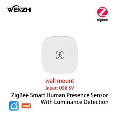 ZigBee Wifi MmWave žmogaus buvimo judesio jutiklis su skaisčio / atstumo aptikimu 5/110/220V Tuya Smart Life namų automatika