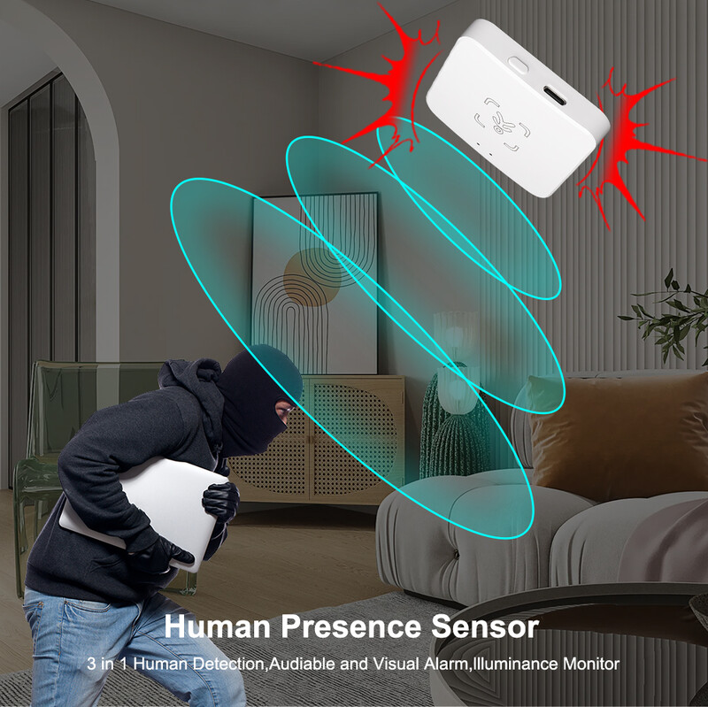 Detector de prezență umană Tuya WiFi/Zigbee Senzor PIR pentru corp uman inteligent MmWave Radar Senzor de mișcare cu microunde Detectare intensitate DC5V