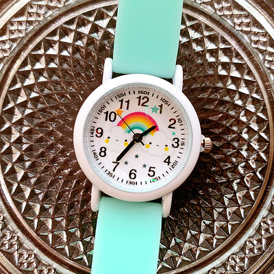 Jauni modes varavīksnes mākoņi gaismas silikona siksniņas bērnu pulksteņi jauki multfilmas kvarca pulkstenis meiteņu pulkstenis vairumtirdzniecība