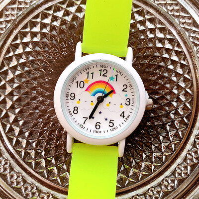 Jauni modes varavīksnes mākoņi gaismas silikona siksniņas bērnu pulksteņi jauki multfilmas kvarca pulkstenis meiteņu pulkstenis vairumtirdzniecība