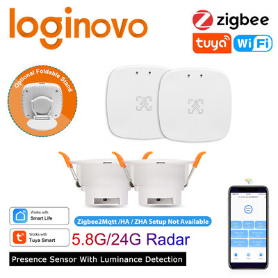 Loginovo Zigbee 3.0 cilvēka klātbūtnes sensors Tuya Wifi MmWave radara detektors viedais mājas kustības sensors ar intensitātes noteikšanu