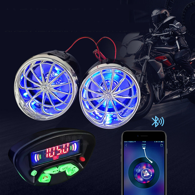 Motociklų garso laisvų rankų įranga „Bluetooth“ garsiakalbis, atsparus vandeniui FM MP3 motociklo garso apsauga nuo vagysčių