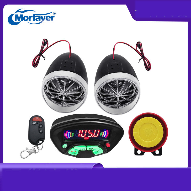 Motociklų garso laisvų rankų įranga „Bluetooth“ garsiakalbis, atsparus vandeniui FM MP3 motociklo garso apsauga nuo vagysčių