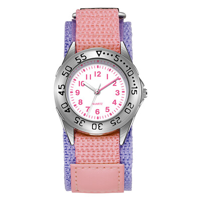 Dievčenské športové hodinky s otočnou lunetou, 31 mm ciferník, nylonový suchý zips, darček pre deti
