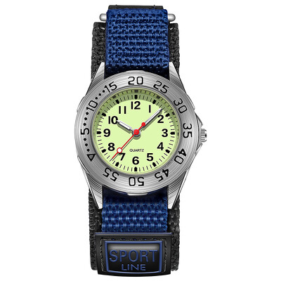 Dievčenské športové hodinky s otočnou lunetou, 31 mm ciferník, nylonový suchý zips, darček pre deti
