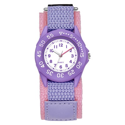 Dievčenské športové hodinky s otočnou lunetou, 31 mm ciferník, nylonový suchý zips, darček pre deti